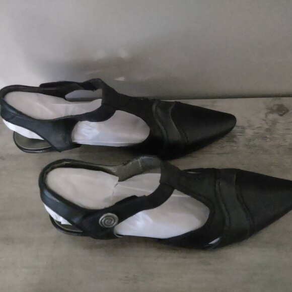 Fidji black leather low heel mary jane pumps size 38.5 - size 8.5 - NEW - Picture 6 of 10